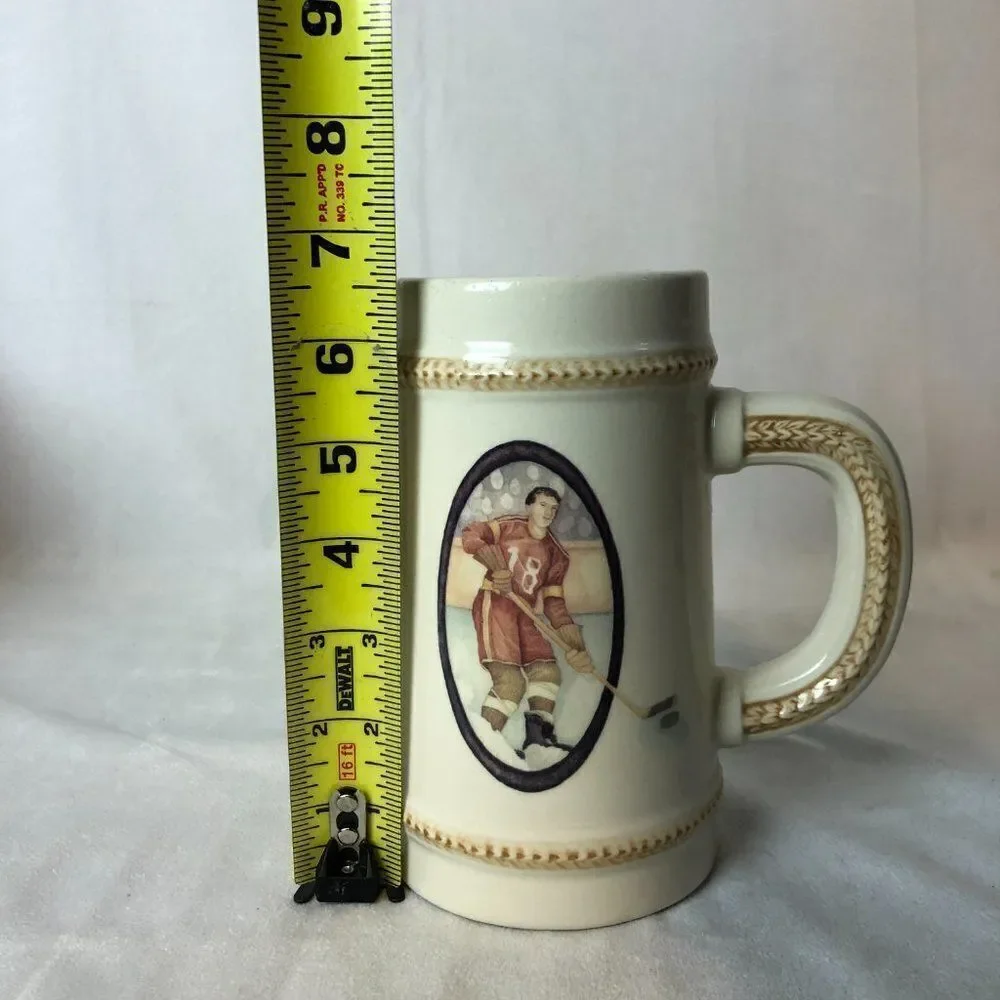 RUSS BERRIE & COMPANY vintage hand-painted ceramic stein/mug Hockey player